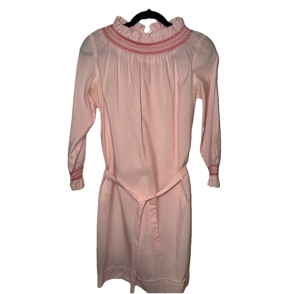 Vintage 60s Retro Mod Babydoll Smock Mini Dress Pink Belted No Tags Small/Med
